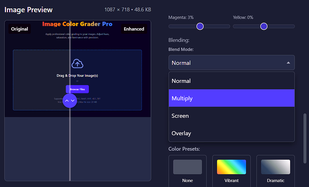 Adjust Blending Options
